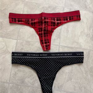 NWT Victoria's Secret Red &  Black Thong Bundle - size XL